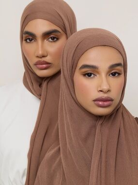 NWT | Veiled Collection Crinkle Modal Hijab- Semolina Fringe.